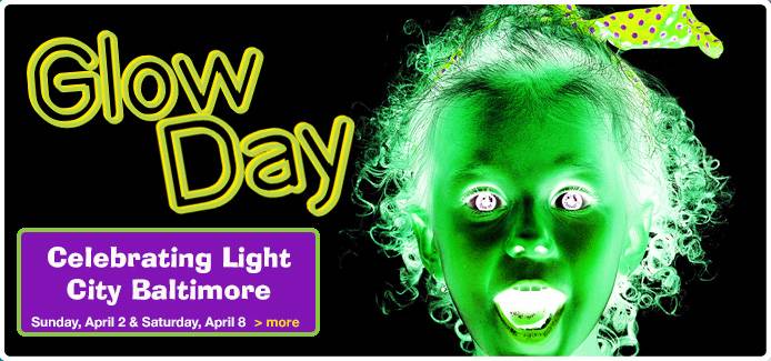 A poster for glow day in baltimore.