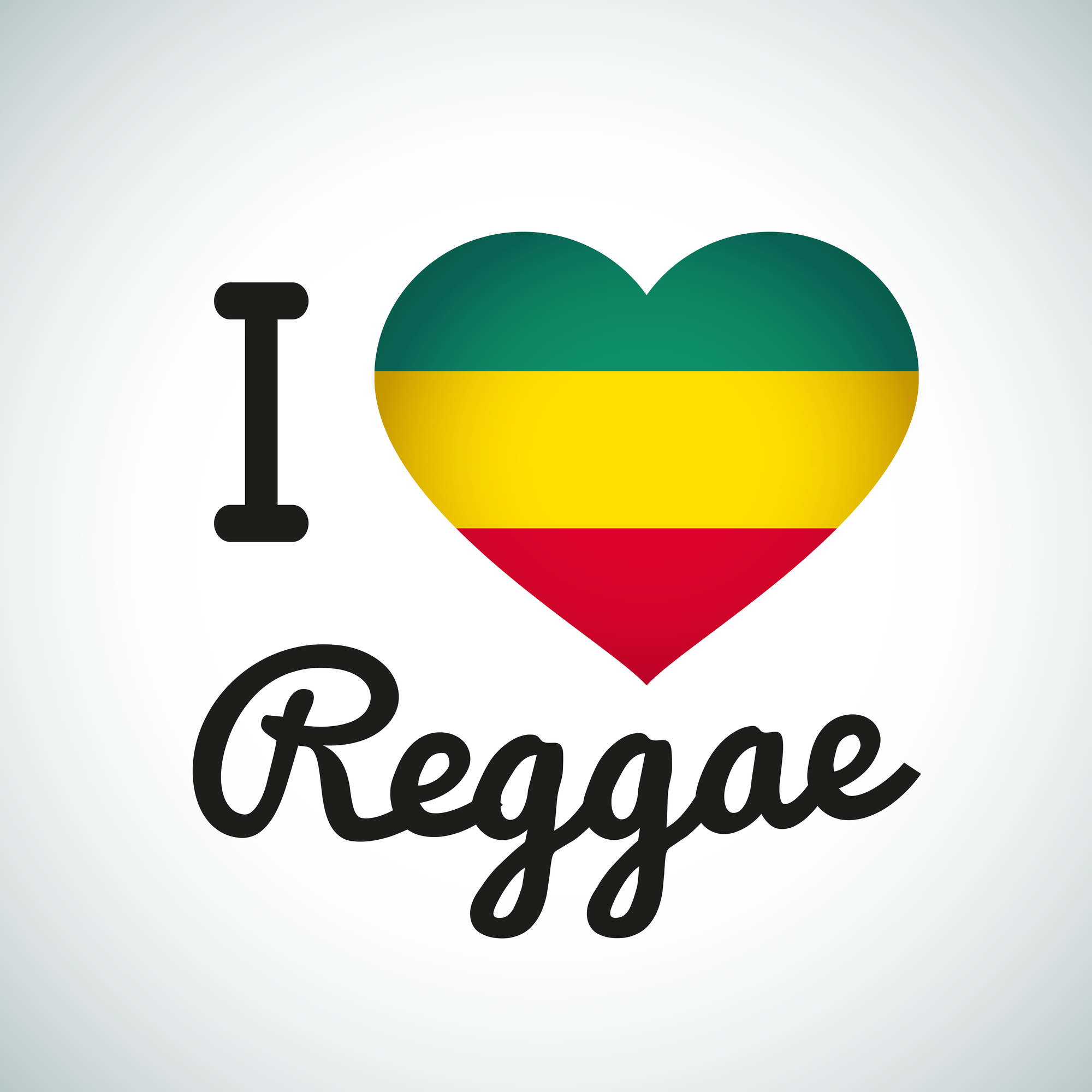 I love Reggae Heart illustration, Jamaican music logo design. Africa flag print
