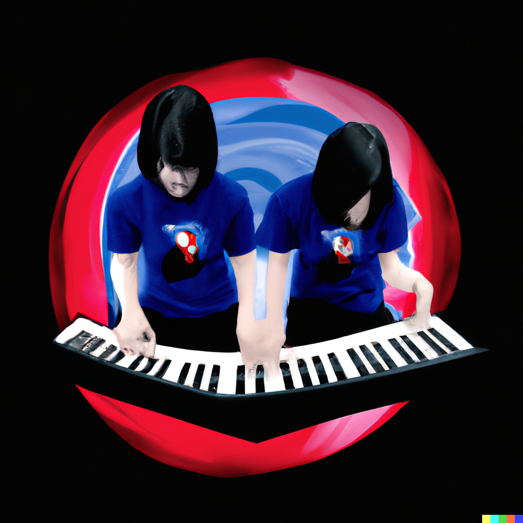 Two people playing a keyboard at Baltimore Beats in November.