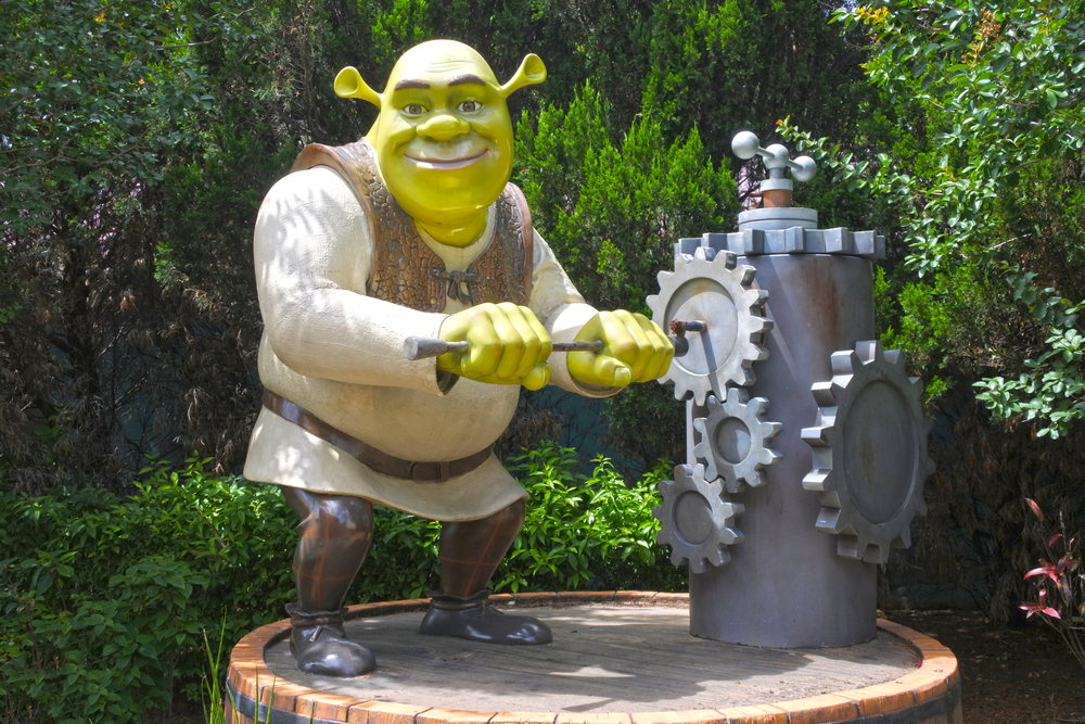 Shrek attends the Shrek Rave at Disneyland Park.