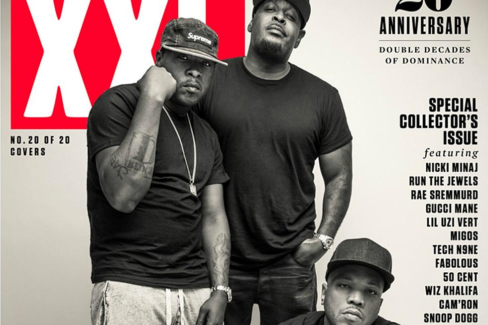 The 25th Anniversary cover of XXL magazine featuring The Lox performing at RamsHead Live.