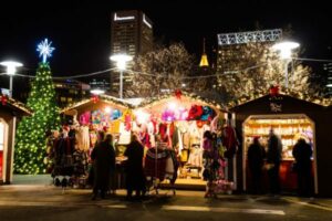 Festive Christmas market in Philadelphia, Pennsylvania.