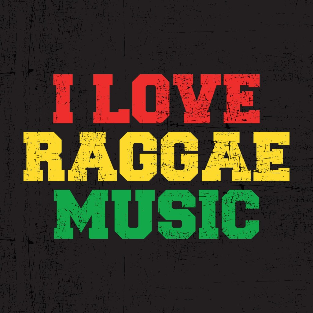 I love raggae music on a black background.