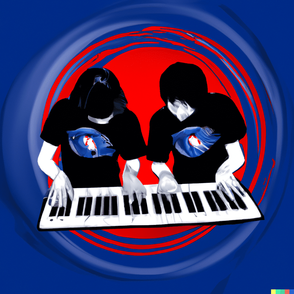 A man and a woman playing a keyboard at the Baltimore Beats event in November.