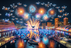 Baltimore's new year's eve fireworks and drone show.