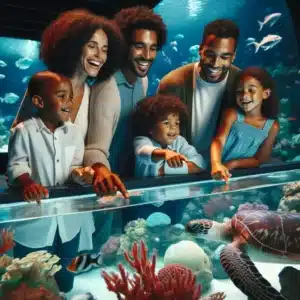 A family at the National Aquarium