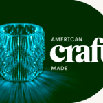 A glowing, intricately designed glass vessel sits next to the words